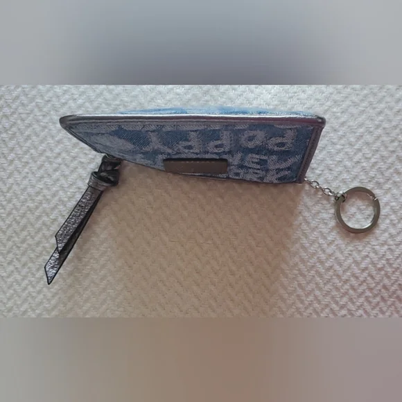 Coach Poppy Wordblock Denim Card Case/Wristlet - Picture 11 of 14